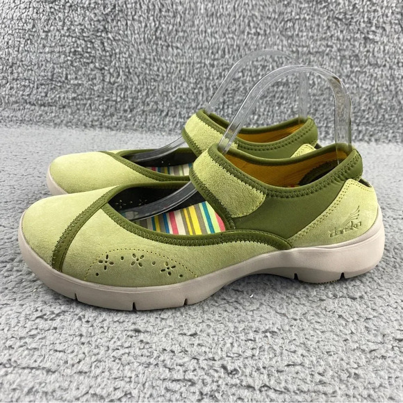 Dansko emmy suede Walking Shoes Green Leather Womens 9 Mary Janes Sandal Cut Out - Picture 5 of 14